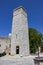 Vertical picture of the Captain`s Tower, a famous landmark in the Five Wells Square in the old town of Zadar, Croatia