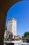 Vertical picture of the Captain`s Tower, a famous landmark in the Five Wells Square in the old town of Zadar, Croatia, made from