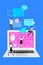 Vertical picture collage laptop young businesspeople social network pc laptop communication arrangement conversation