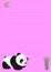 Vertical pink-colored page with lines, and adorable cartoon panda, and bamboo sticks in the corner
