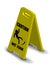 Vertical plastic warning sign slippery floor on a yellow background. Isolated vector