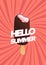 Vertical poster with ice cream and hello summer inscription