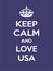 Vertical rectangular blue-white motivation the love on usa poster based in vintage retro style Keep