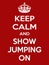 Vertical rectangular red-white motivation sport show jumping poster based in vintage retro style Keep and carry on