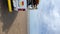 Vertical. Right corner of lifeguards truck on the beach