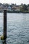 Vertical river landscape in Stein am Rhein - town in Switzerland