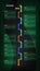 Vertical roadmap with colored arrows and sections on dark green background. Infographic timeline template for business