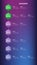 Vertical roadmap with hexagon stages on purple blue background. Timeline infographic template for business presentation. Vector