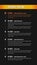 Vertical roadmap milestones on black background. Timeline infographic template for business presentation. Vector