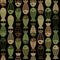 Vertical rows of cute cartoon khaki fish, vector seamless background
