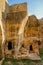 Vertical of ruins of ancient fortress city Dara of East Roman Empire in Mardin, Turkey