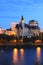 Vertical of Saskatoon, Canada cityscape at night