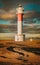 Vertical scenic view of the lighthouse from Parc Natural del Delta de l\\\'Ebre in Riumar, Spain