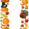 Vertical seamless borders with Thanksgiving icons