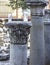 Vertical shoot of old carved stone columns