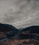 Vertical shot across misty scottish highlands