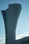 Vertical shot of the airport control tower of the California airport