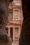 Vertical shot of an ancient landmark in the Petra desert in Jordan