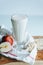 Vertical shot of an apple shake on the white background