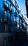 Vertical shot of a beautiful blue residential building in Lisbon, Portugal