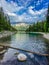 Vertical shot of a beautiful lake in the forest in Bayern, Germany