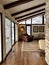 Vertical shot of a beautiful modern cottage interior