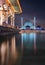 Vertical shot of the beautiful Sharjah New Mosque in the evening in Dubai, The UAE