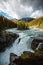 Vertical shot of the beautiful Sunwapta Falls in Jasper National Park, Canada