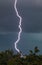 Vertical shot of a beautiful thunder strike in new zagreb, croatia