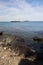 Vertical shot of the beautiful view of Frenchman Bay from the Shore Path in Maine