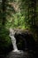 Vertical shot of the Benson Bridge over Multnomah Falls during the day