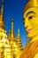 Vertical shot of the big statue of Gautama Buddha in Ngar Htat Gyi Pagoda, Yangon, Myanmar