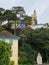 Vertical shot of the buildings of Portmeirion tourist village in Gwynedd, North Wales, UK