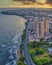 Vertical shot of buildings surrounded by the sea in Santo Domingo in the Dominican Republic