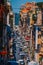 Vertical shot of cars driving in the street in Rome, Italy