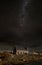 Vertical shot of the Church of the Good Shepherd on a hill under a breathtaking starry sky