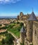 Vertical shot of the citadel of Carcassonne in France