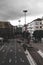 Vertical shot of the city roads with buildings in the background, in Pforzheim, Germany