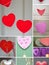 Vertical shot of a collage of decorative hearts - romantic backround for Valentines day