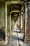 Vertical shot of the columns of the historic Angkor Wat temple in Siem Reap, Cambodia