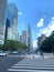 Vertical shot of a crossroad in Shenzhen, China, with modern buildings in the background