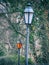 Vertical shot of different looking lamp posts