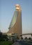 Vertical shot of Etisalat Tower 2 on a sunny day, Dubai, UAE.
