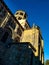 Vertical shot of the exterior of Abbatiale Saint Austremoine Romanesque church in Issoire, France