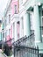 Vertical shot of the exterior of colorful buildings