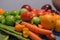 Vertical shot of fruits and vegetable diversity with a blurry background