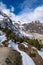 Vertical shot of Gangapurna glacier from Chongkor view point, Manang, Annapurna circuit trek, Nepal