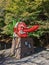 Vertical shot of the Giant tengu statue at Kurama station