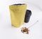 Vertical shot. Golden zip lock bag for insatcnt coffee.Template of packaging