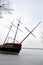 Vertical shot of the Grande Hermine (replica carrack), Lincoln Canada